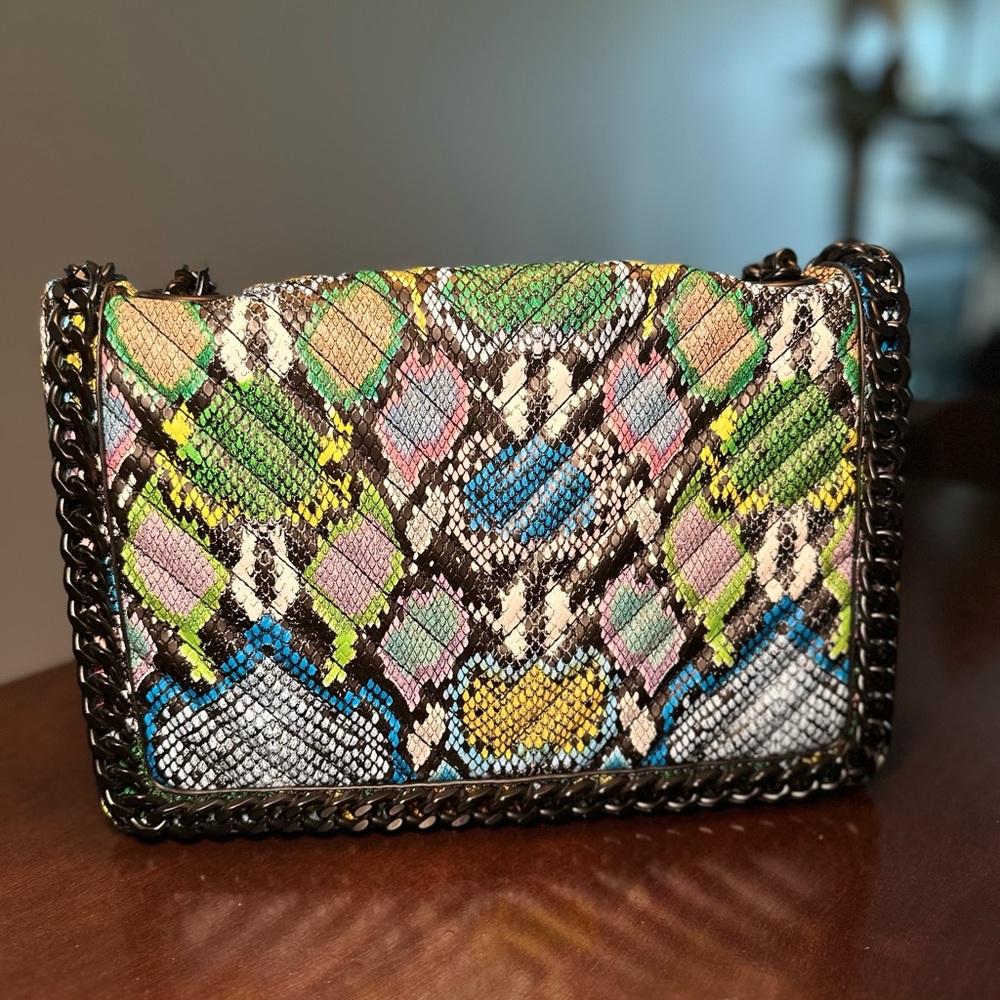Multi-color Snake Skinned Shoulder Bag